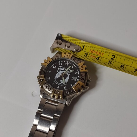 7 Inch Two Tone POW MIA Watch With Black Dial - Picture 10 of 11